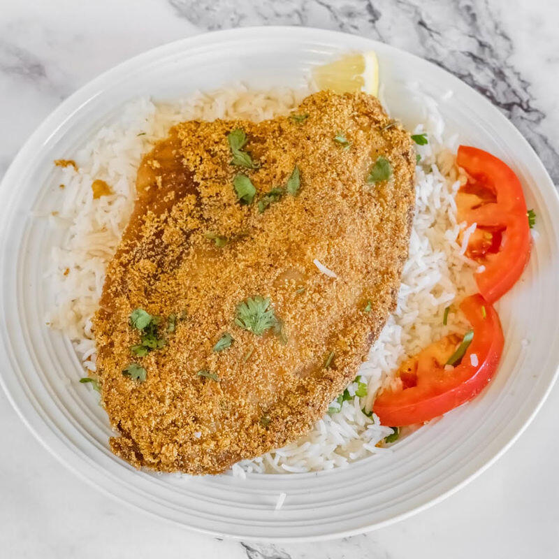 Fried Tilapia Over Rice